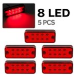 5x 4″ Red 8LED Clearance Side Marker Light Indicator Lamp Truck Trailer Lorry