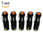 5 Pack SK-68 3 Modes Handheld Mini Cree Q5 LED Flashlight Torch Tactical Lamp 7w 300lm Adjustable Focus Zoomable Light