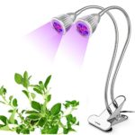 2017 Upgrade LED Plant Grow Light Lamp lebefe 14W Dual Head growing Bulbs Spring Clamp 360 Degree Gooseneck Flexible for Indoor Plants Hydroponics Greenhouse Gardening Office