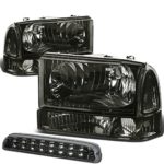 Ford Super Duty 1st Gen Pair of Smoke Lens Clear Corner Headlight+LED 3rd Brake Light