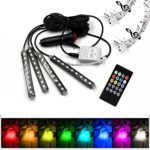 8 Color Changing Car Underdash Light ,Waterproof Car Interior Floor Etmosphere Lamp With Remote Control and Music Sensative Signal Flash Lights