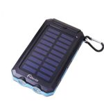F.Dorla 20000mAh Power Bank Solar Charger Waterproof Portable External Battery USB Charger Built in LED light with Compass for iPad iPhone Android cellphones, 9 Colors Avaliable (Black+Blue)