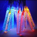 CestMall 4M 20PCS Colorful LED Solar Icicle String Lights, Waterproof Bubble Bar Picks Ice Cone Lamps, Garden Patio String Lighting for Chrismas/Wedding/Party/Holiday/Decor