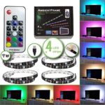 TV LED Backlight, 5v USB Led Lights Kit – x4 qty 20″ Strips (80″ Total) + RF Remote Control – Neon Accent Bias Mood Lighting RGB for TV, PC, Vanity Mirror, Desk, Home Theatre – by AmbientFrame