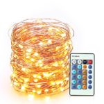 LED String Lights 66 Feet Long 200 LEDs BearMoo Dimmable Glimmer Decorative Lights with Remote Control for Bedroom, Wedding, Parties, Complete Waterproof, UL Listed, Copper Wire Lights, Warm White