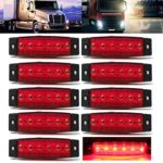 AUDEW 10 Pcs 3.8” 6 LED Red Side Marker Trailer Marker Lights Rear Side Marker Lights Indicator Lights for Truck Bus Boat Cab Rv Lorrieds Jeep Suv
