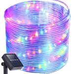 Solar Rope Lights,Oak Leaf 41ft Waterproof 100 LED Outdoor Decoration String Lights with PVC Tube Cover,Black,Yellow, Green,Blue and Purple