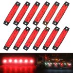 (Pack of 12) AMBOTHEHR 12 Pcs 3.8″ 6 LED Red Side Marker Lights, Red Trailer Marker Lights, Rear Side Marker Lamp Red, Led Marker Lights for Trucks, Cab Marker, RV Marker light Red