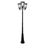 Gama Sonic Victorian Solar Lamp Post and Triple Lamp LED Light Fixture, 90-Inch Height, Black Finish #GS-94T-B