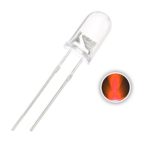 Chanzon 100 pcs 5mm Orange Amber LED Diode Lights (Clear Round Transparent DC 2V 20mA) Super Bright Lighting Bulb Lamps Electronics Components Light Emitting Diodes