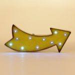 Glitzhome Vintage Marquee LED Lighted Arrow Sign Wall Decor Battery Operated Yellow