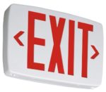 Lithonia Lighting LQM S W 3 R 120/277 EL N M6 Quantum Thermoplastic LED Emergency Exit Sign with Stencil-Faced White Housing and Red Letters with Nickel Cadium battery