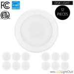 (12-Pack)- 5/6” Dimmable LED Disk Light Flush Mount Ceiling Fixture, 15W (120W Replacement), 5000K (Day Light), ENERGY STAR, Installs into Junction Box Or Recessed Can, 1200Lm