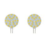 CBConcept 2-Pack, Side-Pin LED G4, 320 Lumens, 2 Watt (20W Equal), Warm White 3000K, 180° Beam Angle, Dimmable, Low Volt AC/DC 12 Volt, JC G4 Bi-Pin Base LED Disc Halogen Replacement Bulb