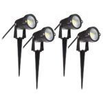 Familite Outdoor Waterproof Decorative Spotlight-6W COB LED Landscape Path Light AC/DC 12V with Spiked Stand, Pack of 4 (Cool White 6000-6500K)