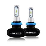 YBELE NIGHTEYE LED Headlight Bulbs w/ Clear Arc-Beam Kit – H11(H8,H9) 50w 8,000Lm (25w 4,000LM/each bulb) 6500K Cool White – 3 Yr Warranty H11(H8,H9)