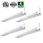 4 Pack – Hykolity Utility 4FT LED Shop Light, Linkable Integrated LED Garage Lights, 42W (100W Replacement), 5000K, 3700 Lumens, ETL Certified, Double Lighting Fixture with Pull Chain Switch