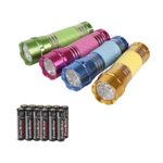 Everbrite 4-Pack Mini LED Aluminum Flashlight Party Favors Colors Assorted with Handle Glow in Dark