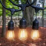 LED Outdoor & Indoor Edison Style String Lights – Commercial Grade Heavy Duty Weatherproof LED Lighting – 48ft Long String Light with 15 Sockets and 15 LED Light Bulbs