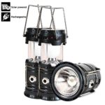 Led Camping Lantern, 3 Pack Rechargeable Solar Lanterns Collapsible, Bright Lamp Outdoor Flashlight Portable for Camp, Power Outages, Emergencies, Hurricanes, Hiking, Fishing, Tent (Black)