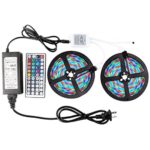 WenTop Led Strip Light Kit Waterproof SMD 3528 32.8Ft(10M) 600leds Led Tape Light Dimmable with DC12v Power Supply and 44K Remote Controller for Under Cabinet, Bed, Stairs, TV Backlighting – RGB Only
