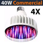 Lighting Labs Pro Grow Series – LED Grow Bulb – 4 PK, Real 40 Watt Output, Full Spectrum, Red and Blue tuned for maximum flowering, hydroponic indoor green house, E27, 120-277V, Clear Cover …