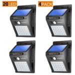 Liveditor Lighting 320-W/4, 20 LED Solar Motion Sensor Light, Outdoor Weather-Proof for Driveway Garden Path Yard, 4 Piece