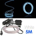 SODIAL(R) 5M Flexible EL Wire Neon LED Car Light Party Rope Tube + 12V Inverter – White