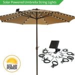 Umbrella Solar String Lights – Cool White – 72 total LEDs, 8 strings, 9 LEDs per string