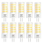 LVWIT Daylight White G4 LED Light Bulb 5W 12V AC/DC LED Bulb Equivalent to 50W Halogen Track Bulb Waterproof G4 Base LED Bulbs 6000K Non-dimmable 10 Pack