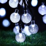 Solar String Lights, LED Bubble Ball Holiday Decorations Outdoor Waterproof, 19.7 Ft 30 Fairy pure white Colored LEDs Blossom Garden Lighting (Pure white)