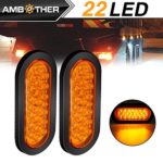 AMBOTHER 2x 6″ 22-LED Oval Red Stop/Turn Signal/Brake/Marker/Tail LED Light, Flush Mount for Truck Trailer Trail Bus 12V Amber (Pack of 2)