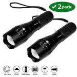 LED Tactical Flashlight – Wsiiroon 1600 Lumen XML-T6 Handhold Flashlight-Portable, Zoomable, Waterproof, Super Brightness with 5 Light Modes for Indoor and Outdoor Use, 2 pack (Batteries Not Included)