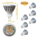 3W MR11 GU4.0 Bi pin Led Bulb Light,Replace 20W 35W Halogen Equivalent,12VAC/DC,3000K Soft Warm White Spotlight for Outdoor Landscape Recessed Accent Track Lighting, Not Dimmable,35mm,240lm,30°,6pcs