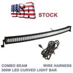 Topcarlight 52inch 300w LED Curved Work Light Bar Combo Beam Off Road Truck 4wd SUV ATV with Free Wiring Harness