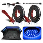 Wiipro 2PCS 60″ LED Truck Bed Lights Strip Waterproof RV Awning Roof Lamp with On Off Switch Fuse 2-Way Splitter Cable for Ford Dodge SUV Cargo Rail Blue
