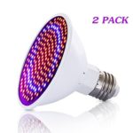 [2 Pack] LED Grow Light Bulb, SPE 20W E26/E27 Indoor Garden Light Lamp for Hydropononics, Aquatic, Plants, Seedling, Greenhouse, Vegetables, Herbs – 166 Red 34 Blue