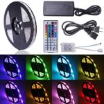 Relohas Led Strip Light,16.4ft Waterproof LED Flexible Light, 150 Units SMD 5050 LEDs, 12V DC RGB Led Strip Kits With 44 Key IR Remote Controller DIY for Christmas Holiday Home Kitchen Car Decoration