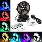 LED Light Strip Kit,Waterproof RGB LED Strip,Starlotus 300 LEDs SMD 5050 RGB LED Flexible Strip,16.4Ft/5M with 44Key Remote Controller+IR Remote Controller, 12 Volt 5 A Power Supply For Decorative