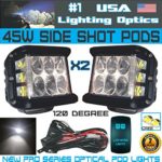 2x 45W Side Shot Pod Cubes CREE LED’s Led Work Light Off Road Led Light Driving Light UTV RZR Truck Jeep FREE Wire Harness