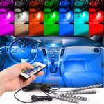 Auto Parts Club 4PCS Car RGB LED car interior decoration atmosphere light,Car Interior Lighting Kit,Atmosphere Lamp 7 Colors Wireless Remote Control…