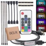 BEILAI Bias Lighting Strip, IP65 Waterproof RGB SMD5050 Light Rope Background Accent Lighting, 4x50cm LED TV USB Backlight Kit With RF Wireless Remote Controller