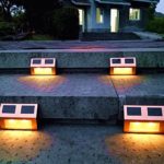 Solar Lights Outdoor Pathway Decorative Garden Waterproof Deck Light Upgraded Dual Warm White LED Brgiht Decorations Step Lamp Sogrand Copper Fence Lamp for Patio Outside Landscape Walkway Stair 4Pack