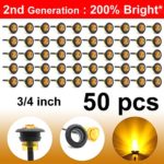 50 Pcs LedVillage 2nd Generation 3/4″ Inch Mount Amber LED Clearance Bullet Marker lights, Side Led Marker for Truck Boat SUV ATV Bike Trailer Marine