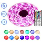 Simfonio Led Light Strip 16.4ft 150 Leds Rope Lights 5050 SMD Flex Tape RGB Led with Led Controller 44 Keys IR Remote Controller 12V 2A Power Supply for Christmas Home Kitchen Indoor Party Decoration