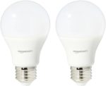 AmazonBasics 60 Watt Equivalent, Daylight, Dimmable, A19 LED Light Bulb – 2 Pack