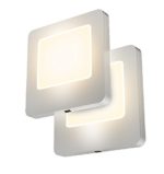LED Concepts Pack of 2 Plug-In LED Night Lights – Ultra Slim, Cool-Touch Design – Great for Bedroom, Bathroom, Hallway, Stairways, or Any Dark Room (Warm White)