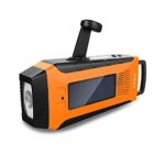 Esky ES-CR03 Emergency AM/ FM/ NOAA Radio | Hand Crank Solar Radio and Powerbank with 2000mAh Rechargeable Battery,3W Flashlight（Orange）