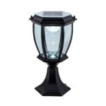 Homestia Outdoor Pillar Post Light with Solar LED Lamp 12Hour 9.45″(Dia)16.53″(H) Black