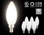 LED Dimmable Frosted Glass Filament Candelabra Bulb, 4.5W (60W Equiv.) C11 Decorative Milky Candle Bulb, UL-listed, 4000K Cool White, 360° Beam Angle, E12 Base, 2 YEARS WARRANTY, Pack of 6